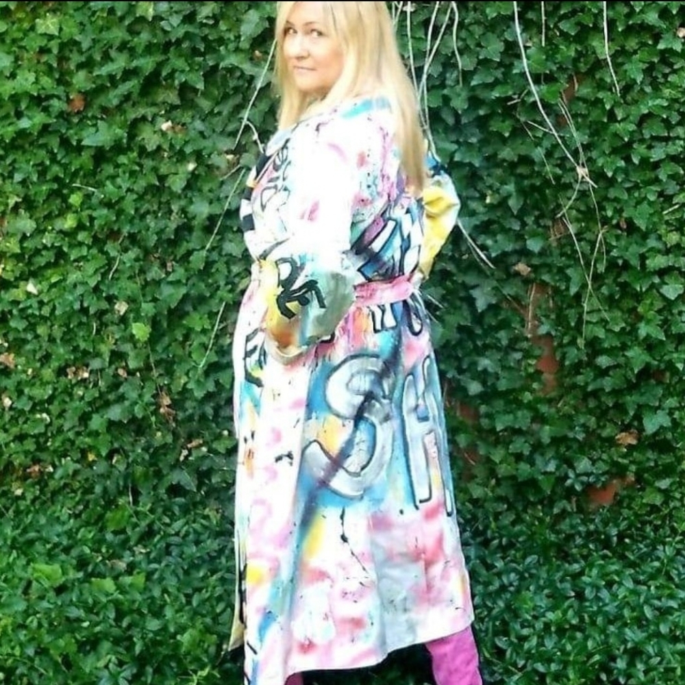 Custom graffiti trench coat